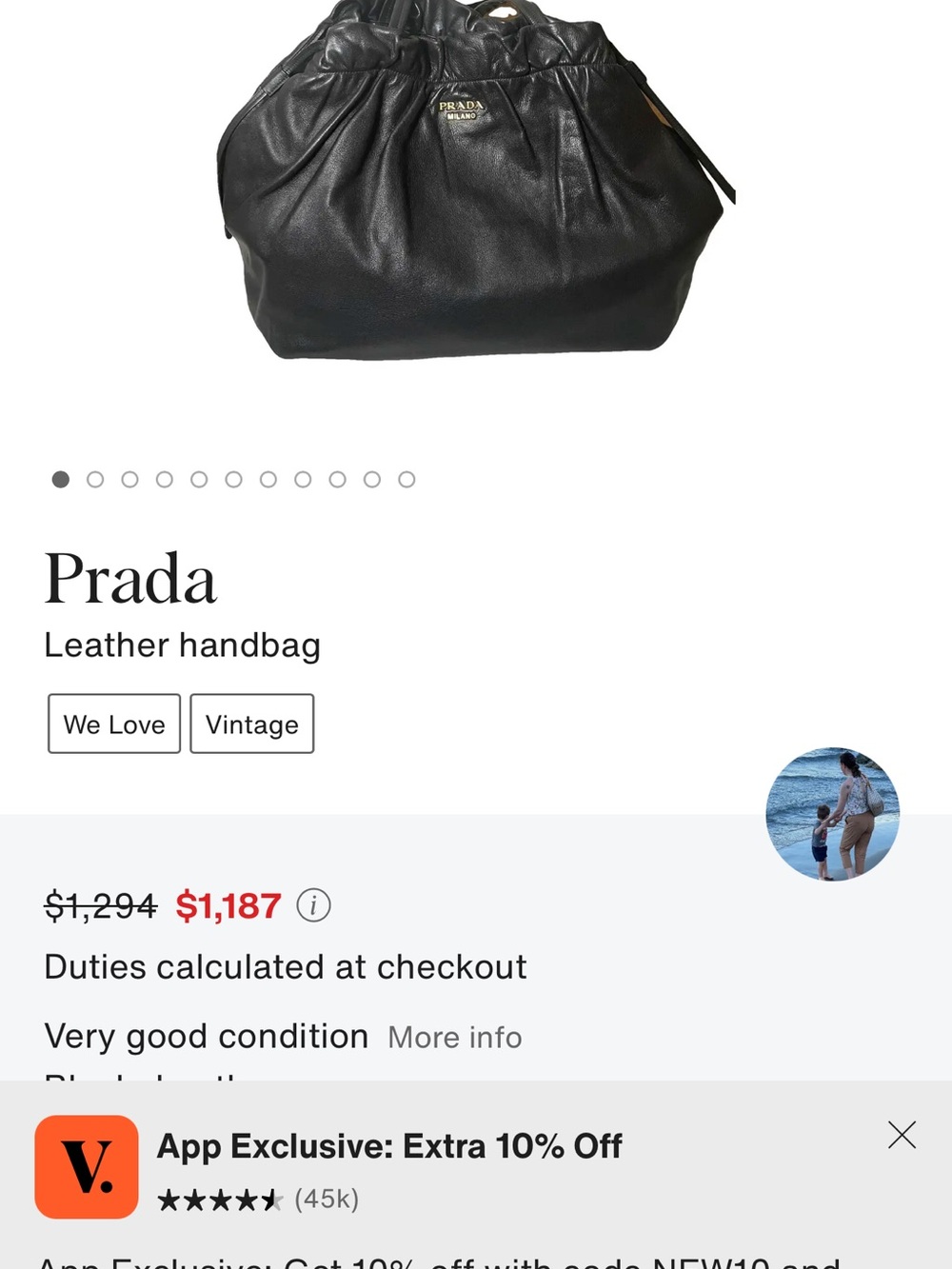 Prada Nero Large Drawstring Leather Tote with Gold Logo - Picture 3 of 16